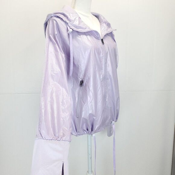 ZYIA Full Zip Lilac Shine Bomber Activewear Hooded Jacket - Picture 9 of 15
